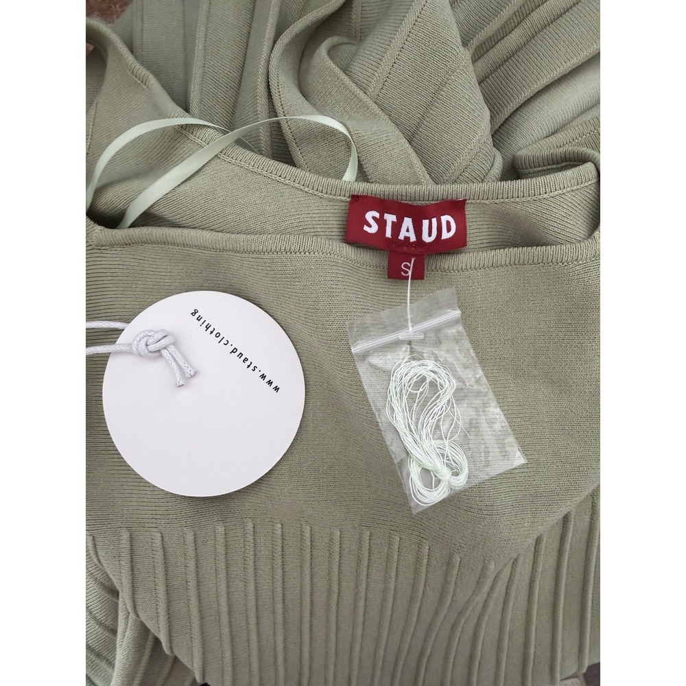 Staud Ellison Dress NWT Sz S Midi Green Ombre Knit Scoop Neck A-Line Cocktail - Picture 10 of 10